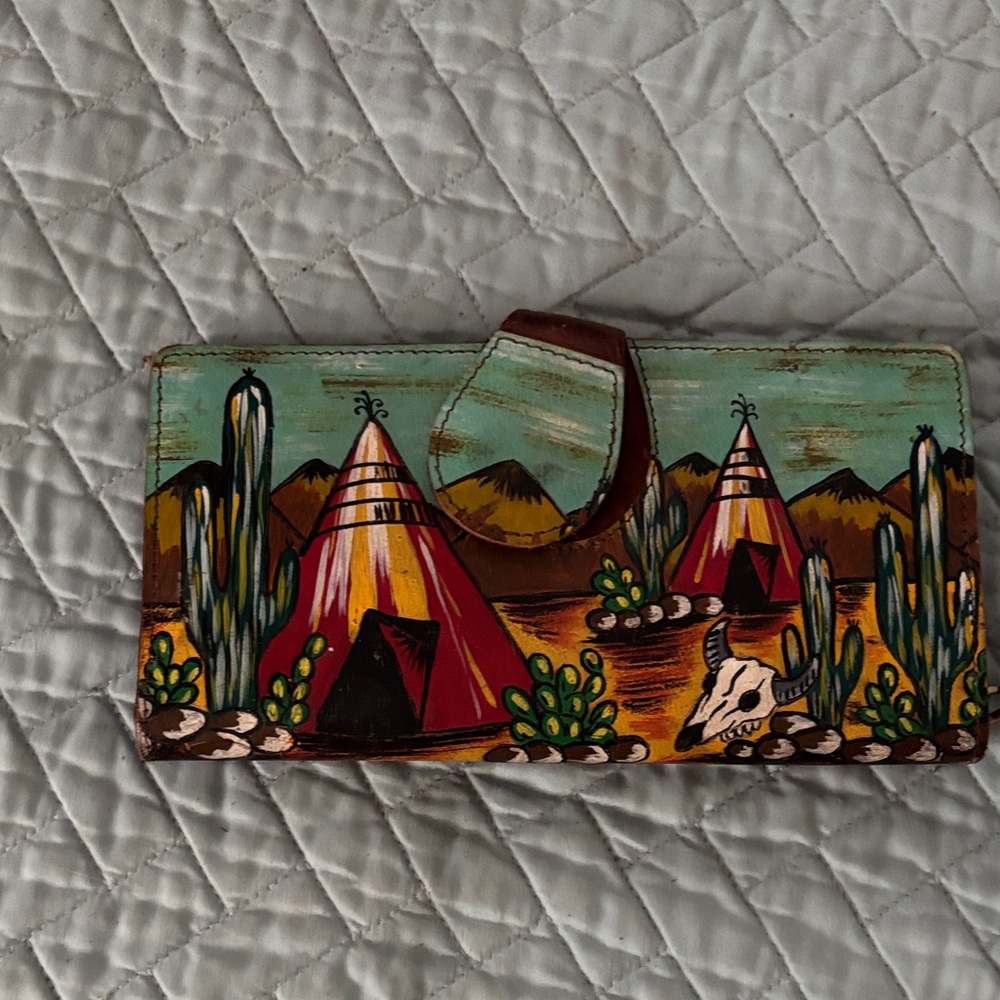 Colorful Western Wallet with Teepee Design